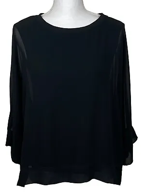 Zara Woman Blouse 3/4 Sleeve Black Relax Fit Size Small • $10