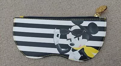 Disney Minnie Mouse Pencil Case Yellow Black Sunglasses Shape Zip Pouch • $14.92