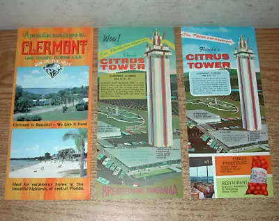 Vintage 1960s Citrus Tower And Clermont Florida Travel Brochures • $14