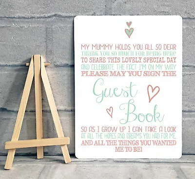 £6.95 • Buy A5 Baby Shower Guest Book Thank You For Coming Gift Table Sign - Mint Green