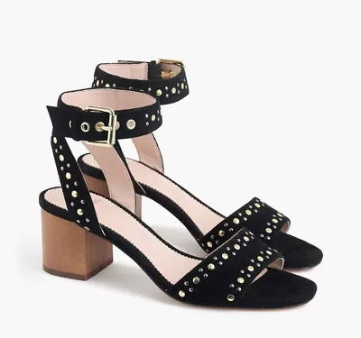 NWT J. Crew Women's Penny Sandals In Studded Suede - Black - Size 5.5 • $108