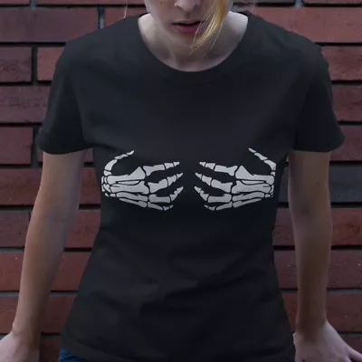 £9.95 • Buy Halloween T Shirt Skeleton Hands Grabbing Boobies  Scary Crazy Ridiculous Price!