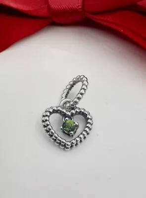 New Genuine Pandora August Spring Green Beaded Heart Dangle Charm #798854C10 • $34.79