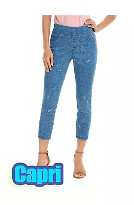 HUE Women's Classic Smooth Denim Spring Summer Leggings OR Capri • $15