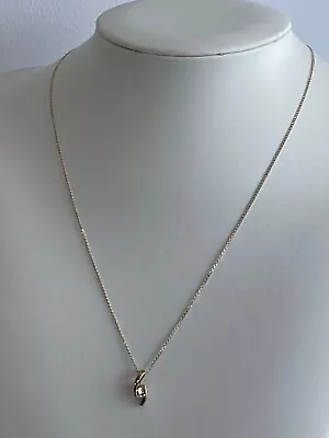 9ct 375 Gold Solitaire Pendant Necklace Chain Yellow Gold 9 Carat 18 Inches • £125