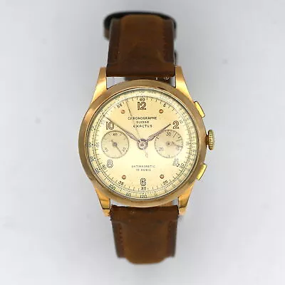 Vintage Exactus Chronographe Suisse 17 Jewels Mechanical Wristwatch 18k Gold • $285