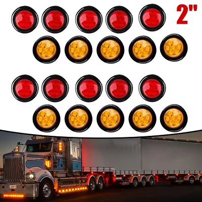 2  Inch Round Red Amber LED Side Marker Clearance Trailer Truck RV Lights 12V • $11.49