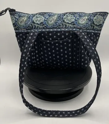 Vera Bradley Purse Tote Shoulder Bag Nantucket Navy Blue White Paisley Floral • $19.99