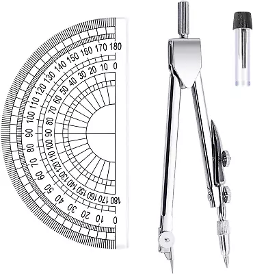 2 Pcs Drafting Compass Set Geometry Compass Set Maths Protractor Set Rulers For • £6.61