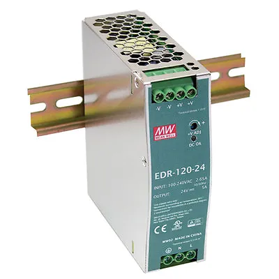 Mean Well EDR-120-24 Single Output DIN Rail Power Supply 24 Volts 5 Amps 120 Wat • $31.89