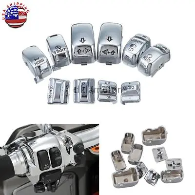 $17.35 • Buy 10PCS Chrome Hand Control Switch Housing Button Caps For Harley Touring1996-2013