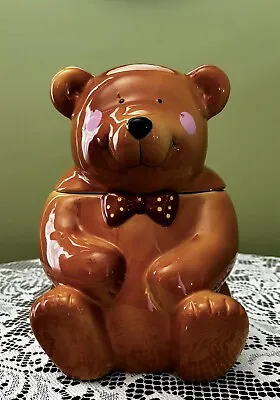 Coco Dowley Cookie Jar Teddy Bear W/ Bow Tie 11” Tall • $25