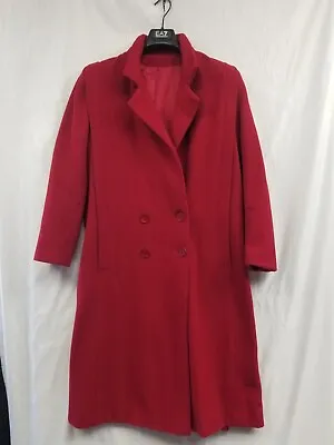 La Vogue Women's Vintage Red Wool Pea Coat  Made In USA Size 12 • $39.85