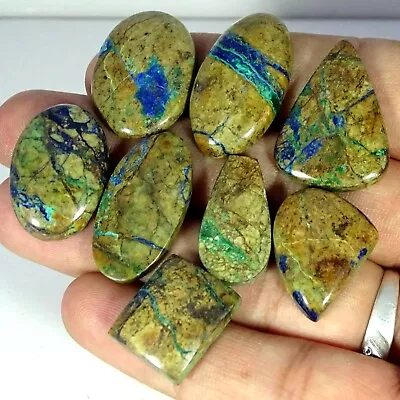 8 Pcs 120.70 Cts Genuine Azurite Malachite Gemstone Mix Cabochon Lot MIXMM • $14.09