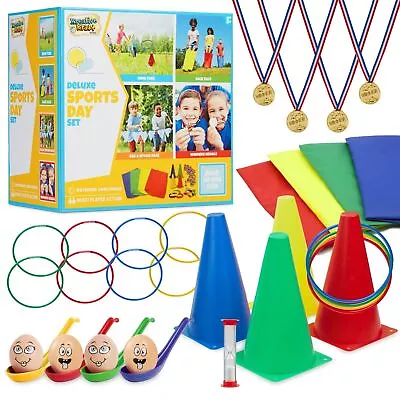 KreativeKraft Outdoor Games For Kids Sports Day Kit Egg And Spoon Race Sack Race • £20.49