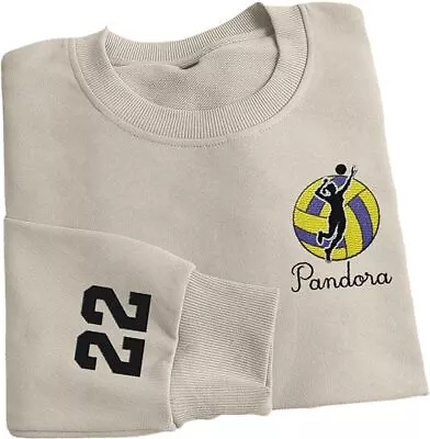 Personalized Volleyball Embroidered Sweatshirt For Women Volleyball Mom Long Sl • $33.99