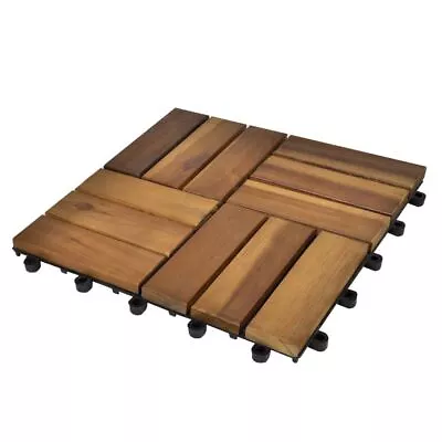 Interlocking Decking Patio Flooring Block Tiles 30x30  Acacia Hardwood 10 Q0E6 • £199.99