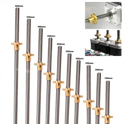 Stainless Steel-8mm Acme Threaded Rod W/ Bass Nut T8 Lead Screw For 3D-Printer • £14.27