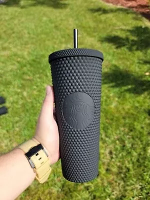 Starbucks Matte Black Studded Plastic Tumbler 710mL 24oz Cold Cup With Straw New • $75