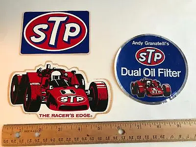 Vtg Andy Granatelli STP Dual Oil Filter Racer's Edge Indy Car Decal Sticker Lot • $25