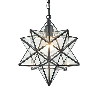 14'' Moravian Star Pendant Light Clear Glass Shade Hanging Star Lights On Chain • $101.99