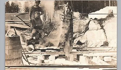 ROCK QUARRY CHANNELING MACHINE C1910 Real Photo Postcard Rppc Mining Work Crew • $35