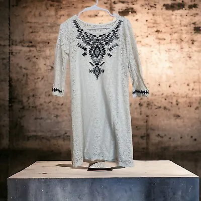 Women's Express Lace Boho Aztec Ivory Dress Size Medium • £0.80