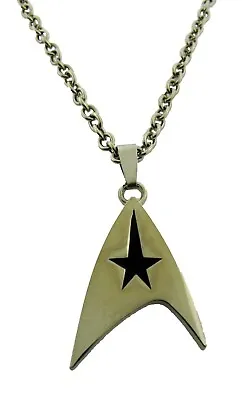 Star Trek Necklace Pendant Dog Tag Badge Silver Chrome Die-cut Discontinued Item • $12.92