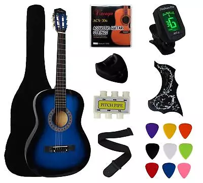 38  Blue Beginner Acoustic Guitar Starter Package Student Guitar With Gig Bag... • $69.06
