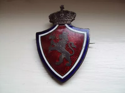 Vintage-Pin/Brooch/Lapel Lion/Sheild/Crown/ Enamel Crest Red-White-Blue • $8.99