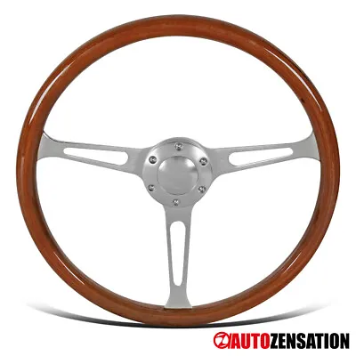 380MM/15inch Aluminum Spokes Vintage Classic Wooden Wood Grain Steering Wheel • $72.99