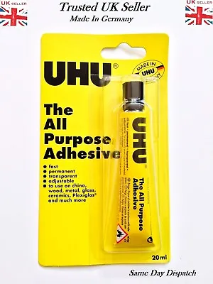 UHU ALL PURPOSE GLUE 20ml SIZE TUBES STRONG CLEAR ADHESIVE • £2.99