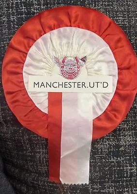 Original 1940s 1950s  Manchester United FC Rosette Football Vintage Pennant • £16.99