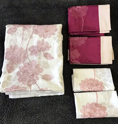 £29.99 • Buy JEFF BANKS King PORTS OF CALL Embroidered FLORAL DUVET COVER + 4 CASES Cranberry