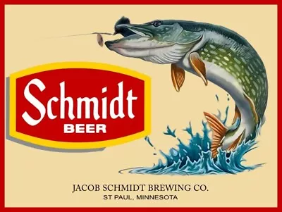 Jacob Schmidt Beer NEW Metal Sign: LARGE SIZE - 12 X 16 Schmidt W/ Pike Fish • $33.88