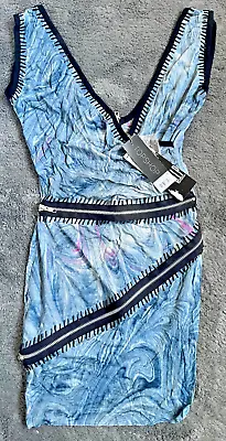 £4.99 • Buy TOPSHOP Ladies Mini Dress, Blue Swirl Zip Design Brand New With Tags Size 8