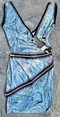 £4.99 • Buy TOPSHOP Ladies Mini Dress, Blue Swirl Zip Design Brand New With Tags Size 8