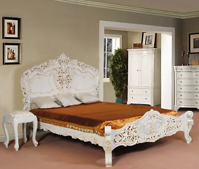 £1199 • Buy White 5ft2 Kingsize Rococo Bed With Slats From Manufacturer 78246