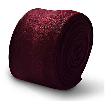 £14.99 • Buy Frederick Thomas Designer Wool Mens Tie - Maroon Burgundy Dark Red Plain Skinny