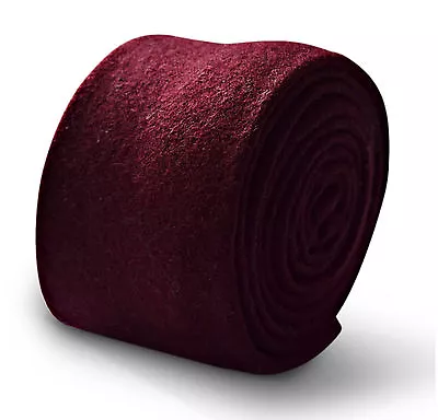 £15.99 • Buy Frederick Thomas Designer Wool Mens Tie - Maroon Burgundy Dark Red Plain Skinny