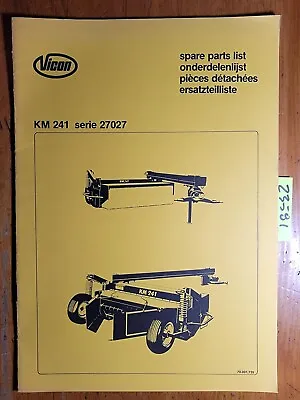 $15 • Buy Vicon KM241 Series 27027 Disc Mower Parts Manual 70.001.735