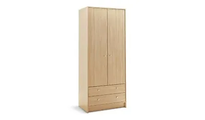 Malibu 2 Door 2 Drawer Wardrobe - Beech Effect • £159.99