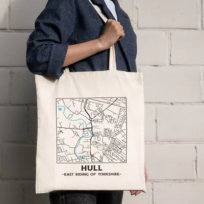 Hull East Riding Of Yorkshire City Street Map Tote Bag • £10.99