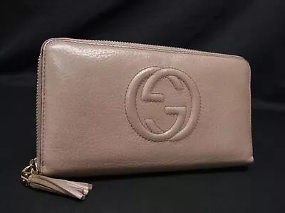 GUCCI Soho Long Round Zippy Wallet Interlocking Leather Tassel Women Authentic • $159.29