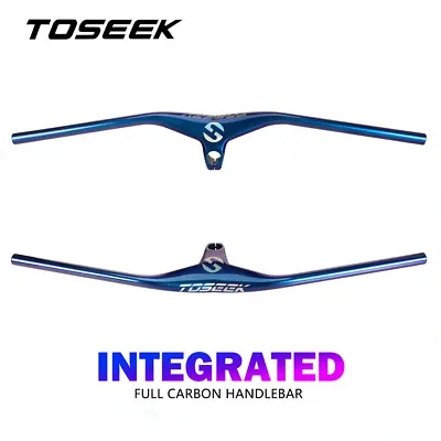 TOSEEK Full Carbon Fiber Integrated Handlebars MTB Mountain Bike Flat Bar 28.6mm • $118.69