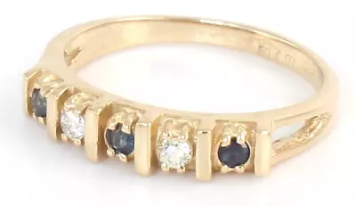 +  14k Gold .25ctw Genuine Sapphire+ Diamond Stackable Ladies Band Ring Size 8 • $395