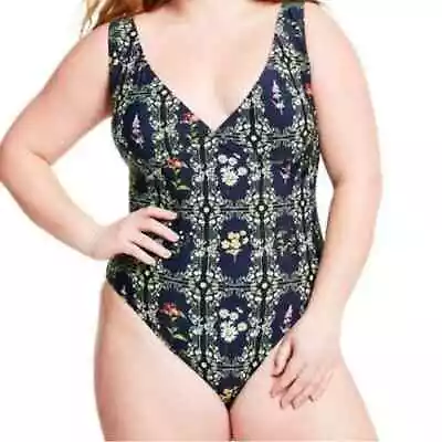 Agua Bendita One Piece Cheeky Swimsuit With Parisian Floral Detail. Size 1X NWT • $45