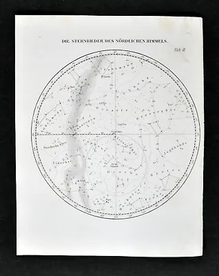 1872 Muller Astronomy Map North Sky Constellations Star Chart Polaris Cassiopeia • $15.99