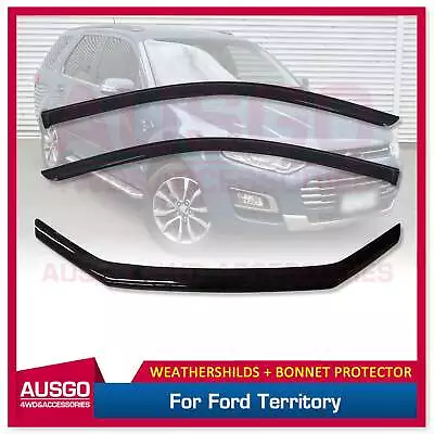 AUSGO 2PCS Luxury Weathershields + Bonnet Protector For Ford Territory 2011-2020 • $152.71