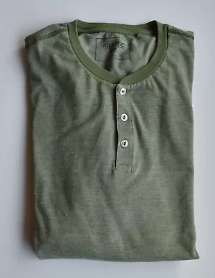 £9.99 • Buy BHS Atlantic Bay Green Striped 3 Button Henley Long Sleeve T-shirt/jumper - XL
